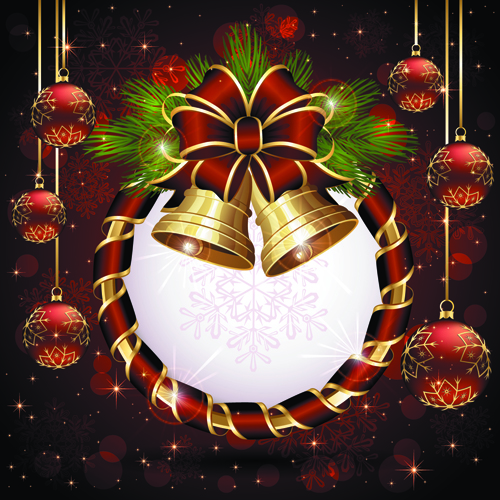 luxurious Christmas New Year baubles vector background 06