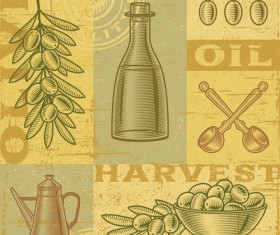 Vintage with retro olives design vector 01