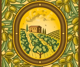 Vintage with retro olives design vector 02