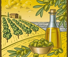 Vintage with retro olives design vector 03