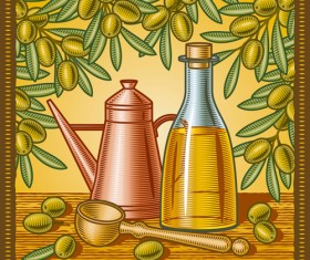 Vintage with retro olives design vector 05