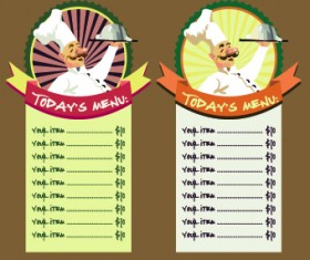 Funny chef with menu template vector 02