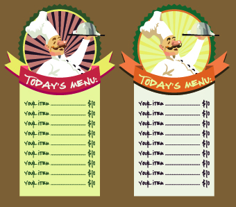 Funny chef with menu template vector 02