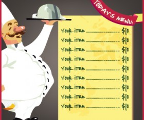 Funny chef with menu template vector 03