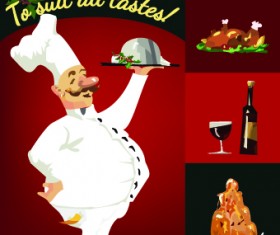 Funny chef with menu template vector 04