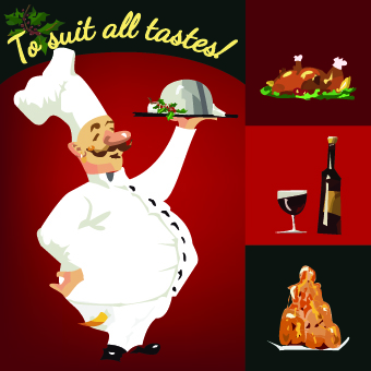 Funny chef with menu template vector 04