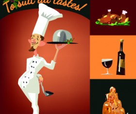 Funny chef with menu template vector 05