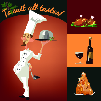 Funny chef with menu template vector 05