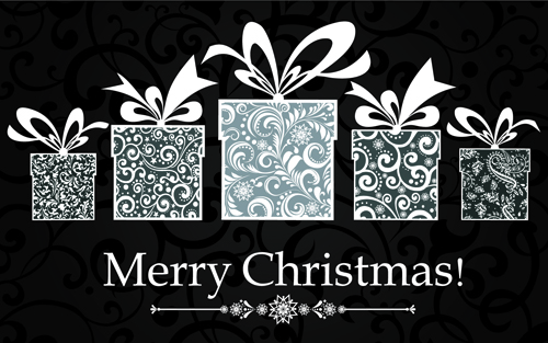 Black Style 2014 Christmas Backgrounds vector 02