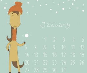 Cute Cartoon January Calendar design vector