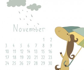 Cute Cartoon November Calendar design vector
