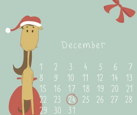 Cute Cartoon December Calendar design vector