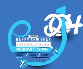 Creative 2014 design with New Year background vector 02