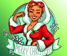 2014 Christmas Maiden design vector 01