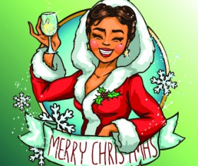 2014 Christmas Maiden design vector 02