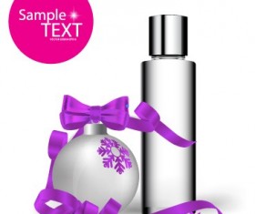 2014 Christmas balls with ribbon background vector 01