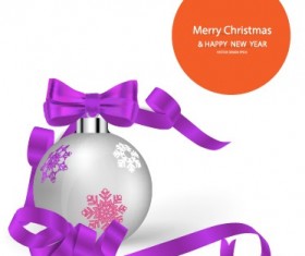 2014 Christmas balls with ribbon background vector 04