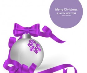 2014 Christmas balls with ribbon background vector 05