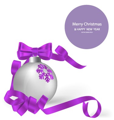 2014 Christmas balls with ribbon background vector 05