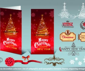 2014 christmas decoration calligraphic with typographic vector 01