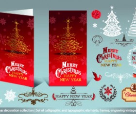 2014 christmas decoration calligraphic with typographic vector 02
