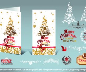 2014 christmas decoration calligraphic with typographic vector 03