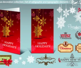 2014 christmas decoration calligraphic with typographic vector 04