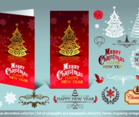 2014 christmas decoration calligraphic with typographic vector 05