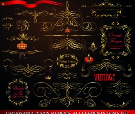 2014 Christmas gold calligraphic decoration elements vector 01