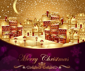 2014 Christmas golden city background vector
