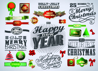 2014 Christmas labels and decoration creative vector 02
