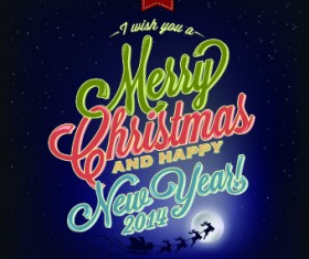 2014 Christmas night sky vector background