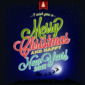 2014 Christmas night sky vector background