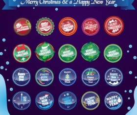 2014 Happy New Year Glass Button vector 01