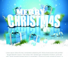 2014 Merry Christmas blue background with gift vector