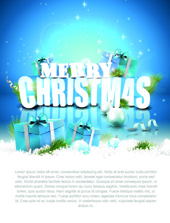2014 Merry Christmas blue background with gift vector
