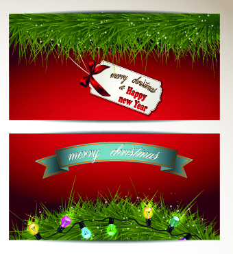 2014 Merry Christmas vector cards set 02