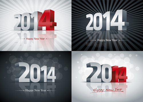 Creative 2014 New Year design background set 03