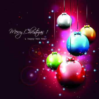 2014 New Year Christmas baubles background vector
