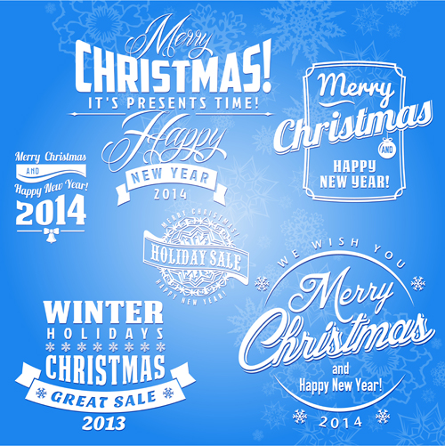 2014 New Year and christmas design elements set vector 01