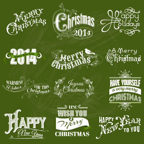 2014 New Year and christmas design elements set vector 03