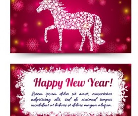 2014 New Year horse cards vector 01