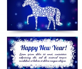2014 New Year horse cards vector 02
