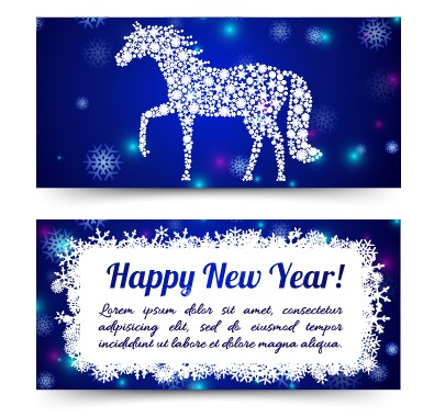 2014 New Year horse cards vector 02