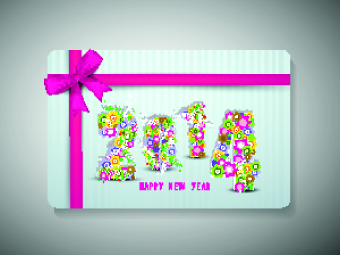 2014 New Year with christmas vector cards 02