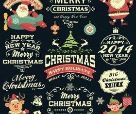 2014 christmas Santa with labels sale elements vector