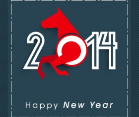 Retro 2014 horse year design vector background 01