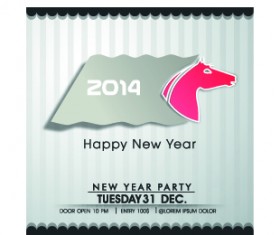 Retro 2014 horse year design vector background 02