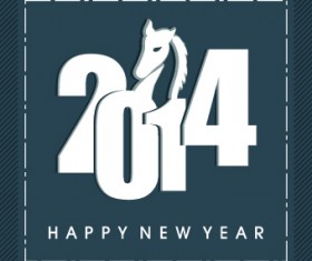 Retro 2014 horse year design vector background 03