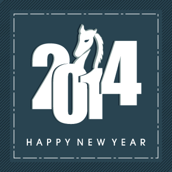 Retro 2014 horse year design vector background 03
